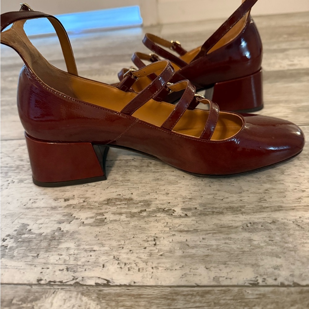 Sézane Patent Mahogany (Burgundy) Patent Mary Jane Block Heel Flats - Picture 4 of 8